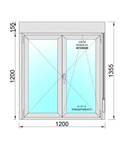 Ventana Aluminio Practicable Oscilobatiente Con Persiana (PVC) 1200X1355 2h - Imagen 2