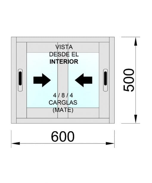 Ventana Aluminio Corredera 600X500 2h. cristal mate - Imagen 2