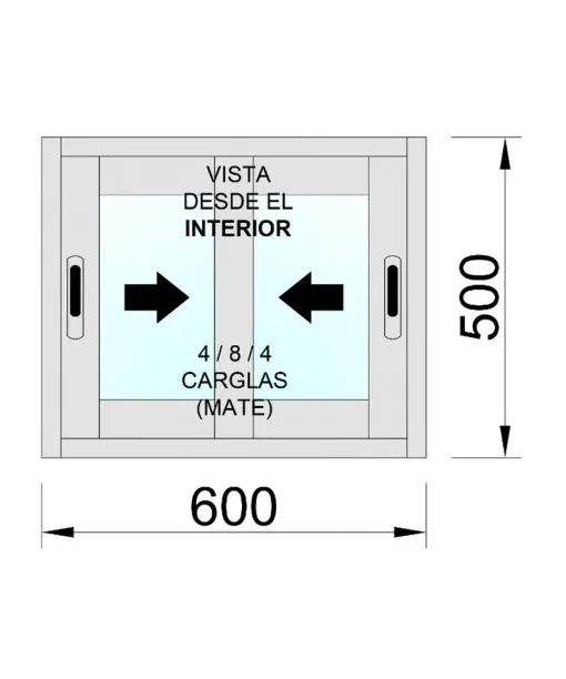 Ventana Aluminio Corredera 600X500 2h. cristal mate - Imagen 2