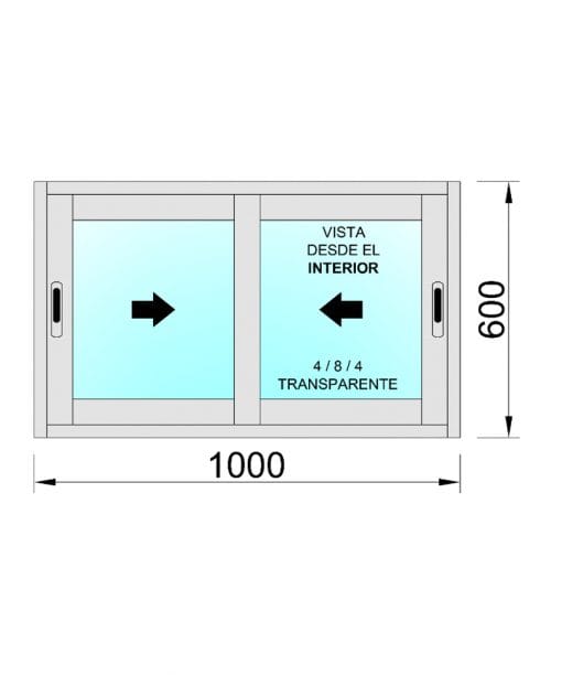 Ventana de Aluminio Corredera 1000X600 2h - Imagen 2