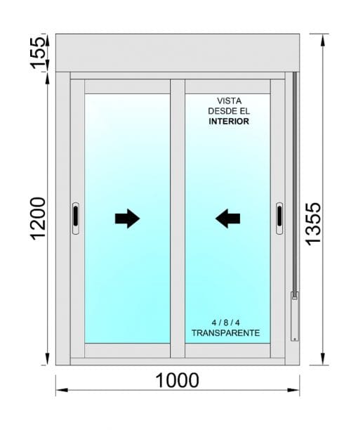 Ventana Aluminio Corredera Con Persiana (PVC) 1000x1355 2h - Imagen 2