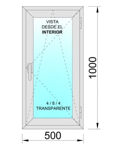 Finestra in alluminio con anta ribalta destra 500x1000 1h - Immagine 2