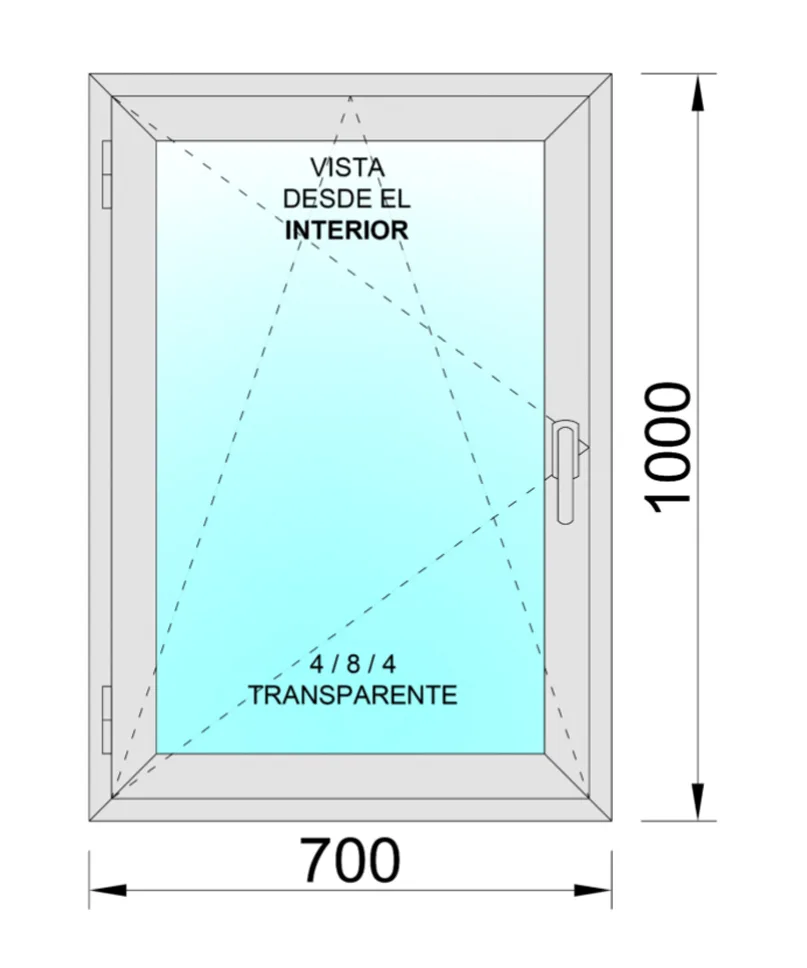 Ventana Aluminio Practicable Oscilobatiente Izquierda 700x1000 1h - Imagen 2