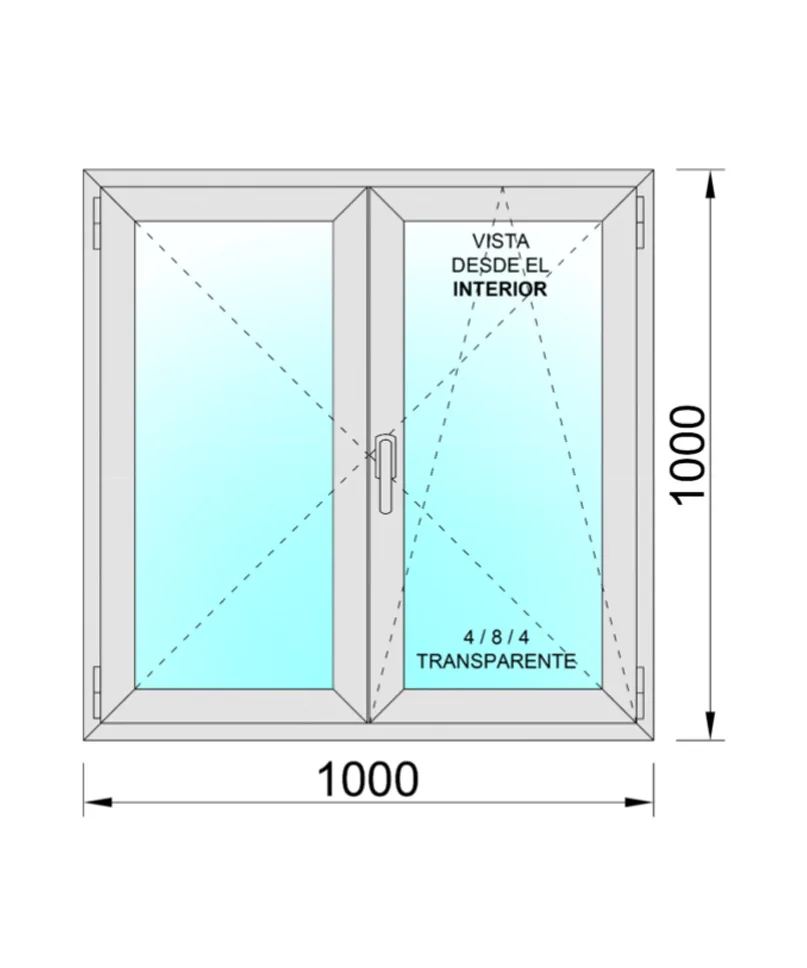 Ventana Aluminio Practicable Oscilobatiente 1000X1000 2h - Imagen 2