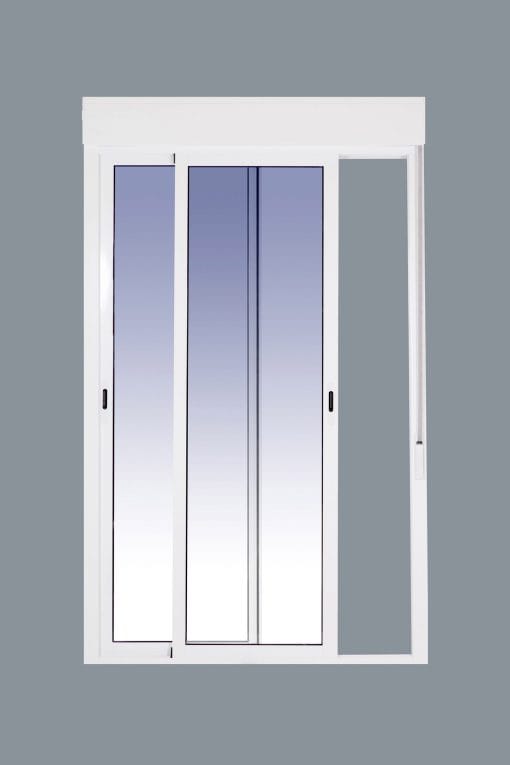 Baie vitrée coulissante en aluminium avec volet (PVC) 1600 x 2185 mm 2 vantaux (cadre et coffre en kit) – Image 4