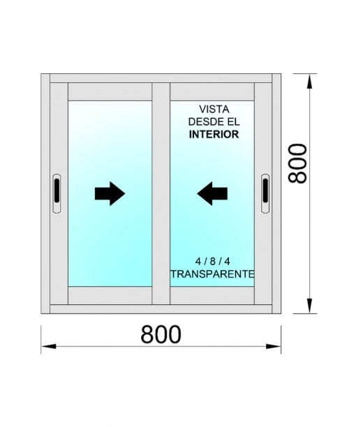 Ventana Aluminio Corredera 800X800 2h - Imagen 2