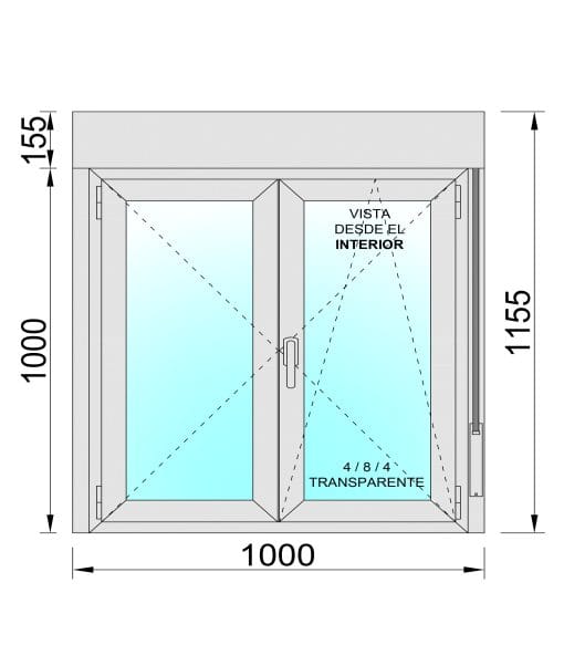 Drehkippfenster Nutzbar Aluminium Fenster mit Jalousie (PVC) 1000X1155 2h – Bild 2
