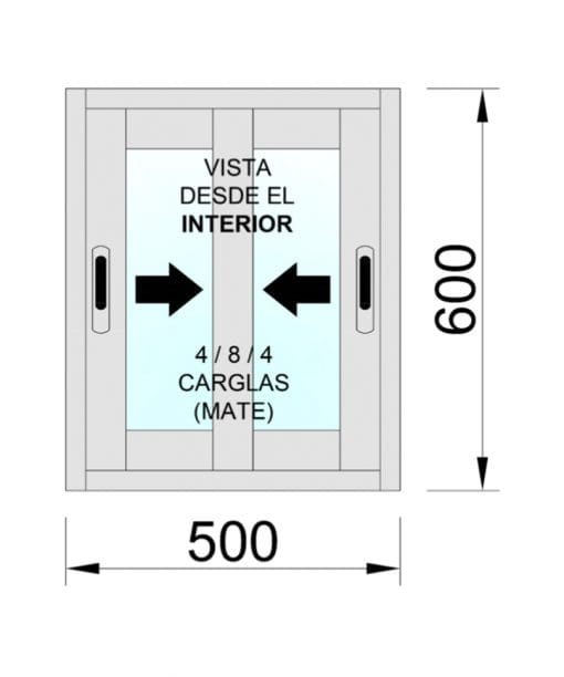 Fenêtre coulissante en aluminium 500 x 600 mm, 2 hauteurs, verre dépoli – Image 2