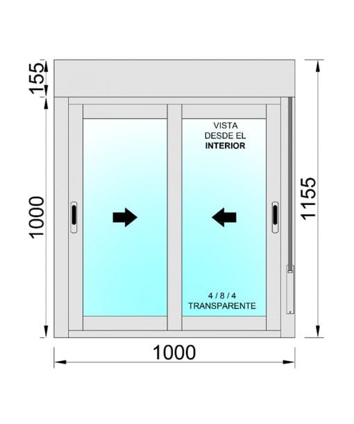 Ventana Aluminio Corredera Con Persiana (PVC) 1000x1155 2h y Mosquitera de Regalo - Imagen 2