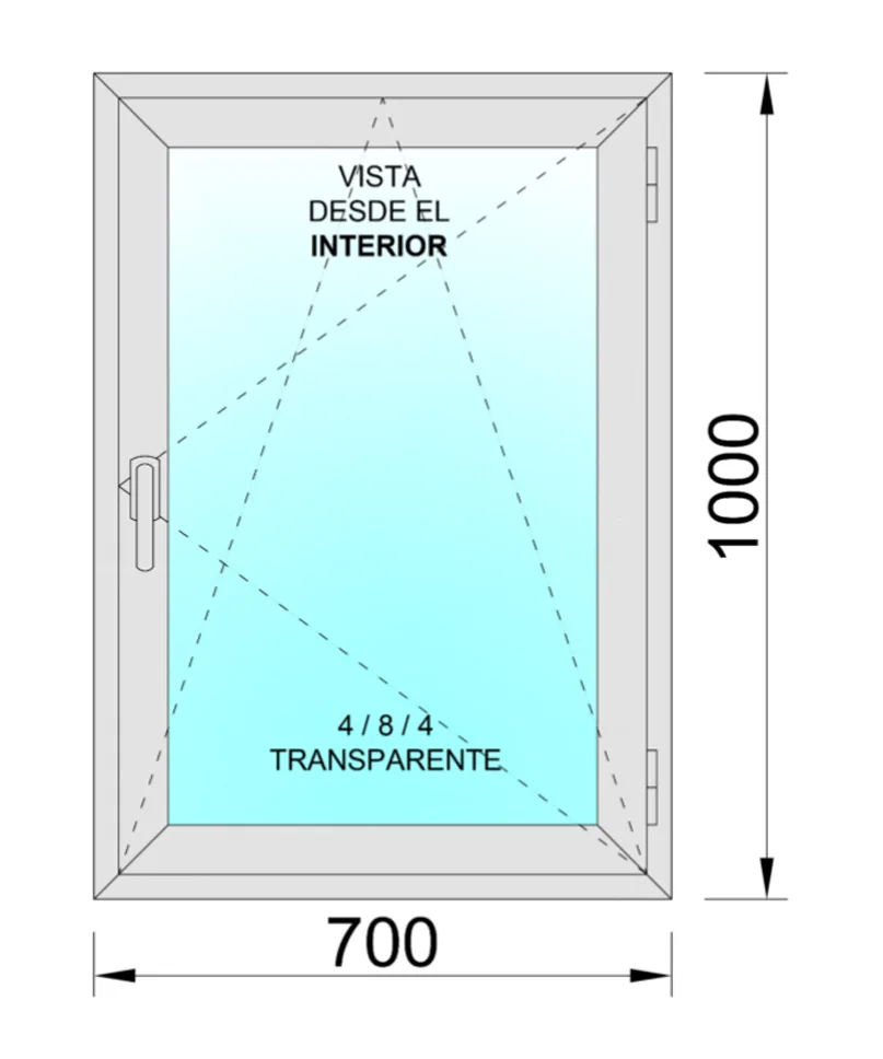 Ventana Aluminio Practicable Oscilobatiente Derecha 700x1000 1h - Imagen 2