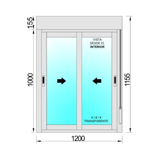 Ventana Aluminio Corredera Con Persiana (PVC) 1200x1155 2h - Imagen 2