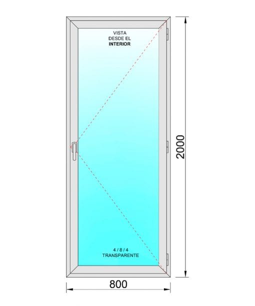 Porta finestra a battente in alluminio con apertura a destra 800x2000 1h - immagine 2