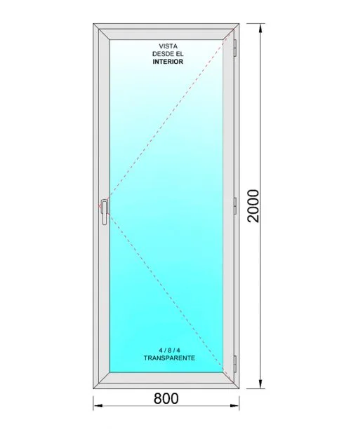 Puerta Balconera Aluminio Practicable Derecha 800X2000 1h - Imagen 2