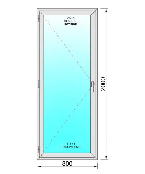 Puerta Balconera Aluminio Practicable Izquierda 800X2000 1h - Imagen 2