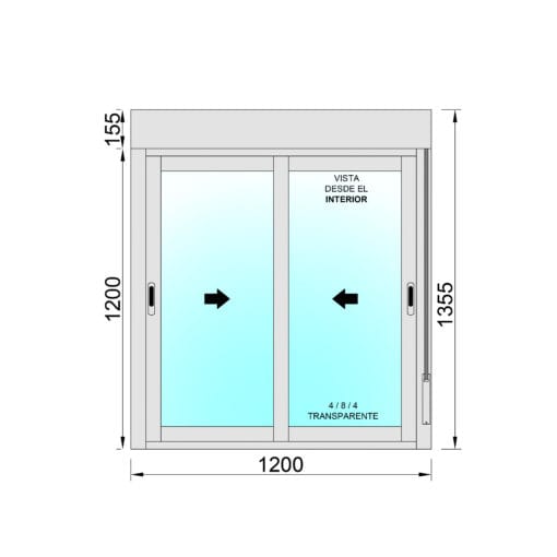 Janela de correr de alumínio com persiana (PVC) 1200x1355 2h - Imagem 2