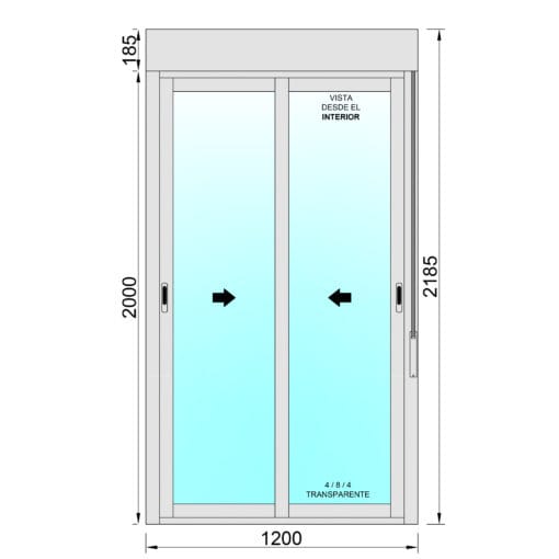 Porta scorrevole in alluminio per balcone con persiana (PVC) 1200x2185 2h (telaio e cassonetto in kit) - immagine 2