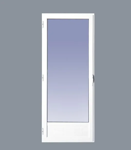 Puerta Balconera Aluminio Practicable Izquierda 800X2000 1h con Rejilla y cristal mate
