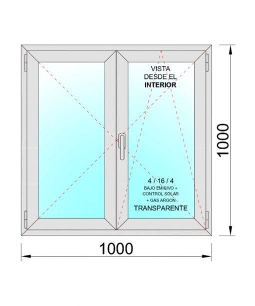 Finestra in PVC a 2 ante con anta ribalta 1000x1000 - immagine 2
