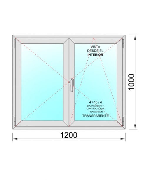 Ventana PVC Practicable Oscilobatiente 2 hojas 1200X1000 - Imagen 2