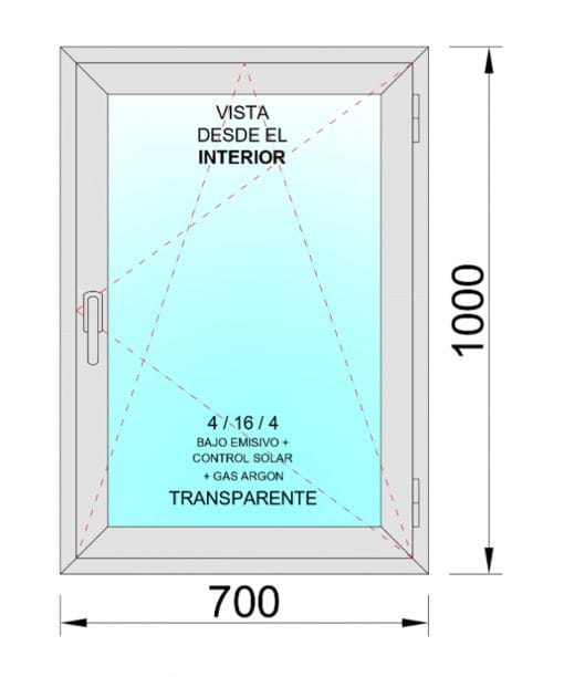 Right Tilt-and-Turn PVC Window 700x1000 1 leaf - Image 2