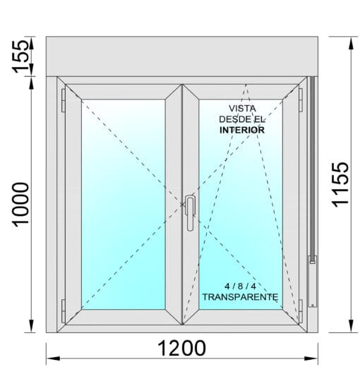 Ventana Aluminio Practicable Oscilobatiente Con Persiana (PVC) 1200X1155 2h - Imagen 2