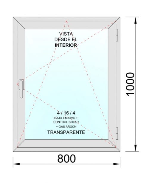 Ventana PVC Practicable Oscilobatiente Derecha 800X1000 1h - Imagen 2