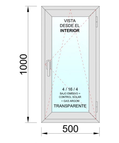 Fenêtre PVC oscillo-battante droite 500x1000 1h – Image 2