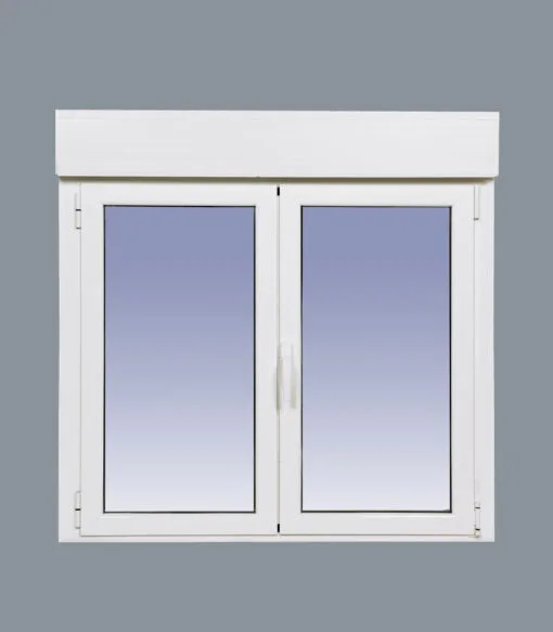 Ventana Aluminio RPT 45 Practicable Oscilobatiente 1200X1155  2 hojas con persiana motorizada y lamas de aluminio