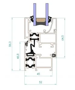 Ventana Aluminio RPT 45 Practicable Oscilobatiente Izquierda 500x600 1hoja cristal mate - Imagen 6
