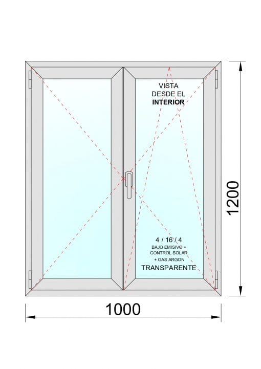Finestra PVC Practicable Oscil·lobatent 2 fulles 1000X1200 - Imatge 2