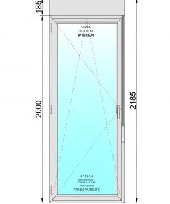 Alternative view of Balconera PVC Practicable Oscilobatiente Izquierda con Persiana (PVC) 800X2185 1h (marco y cajón persiana en kit)