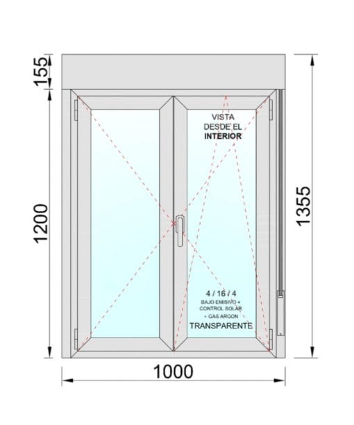 Fenêtre oscillo-battante en PVC à 2 panneaux avec stores (PVC) 1000x1355 – Image 2