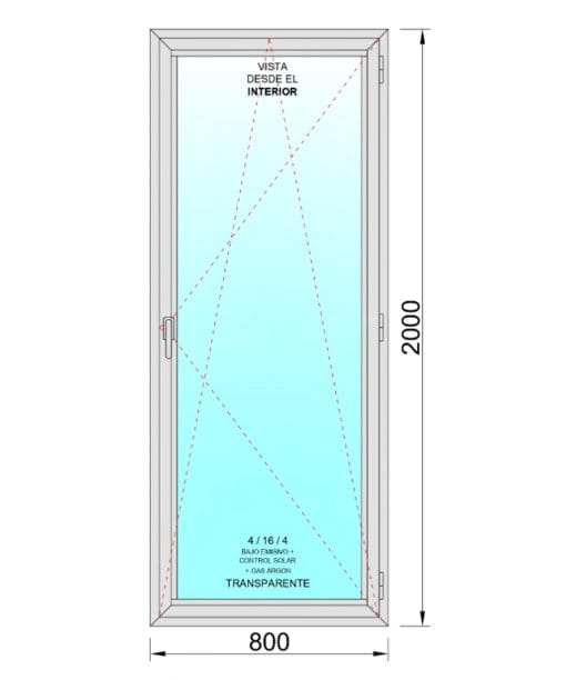 Balconera PVC Practicable Oscilobatiente Derecha 800X2000 1h - Imagen 2