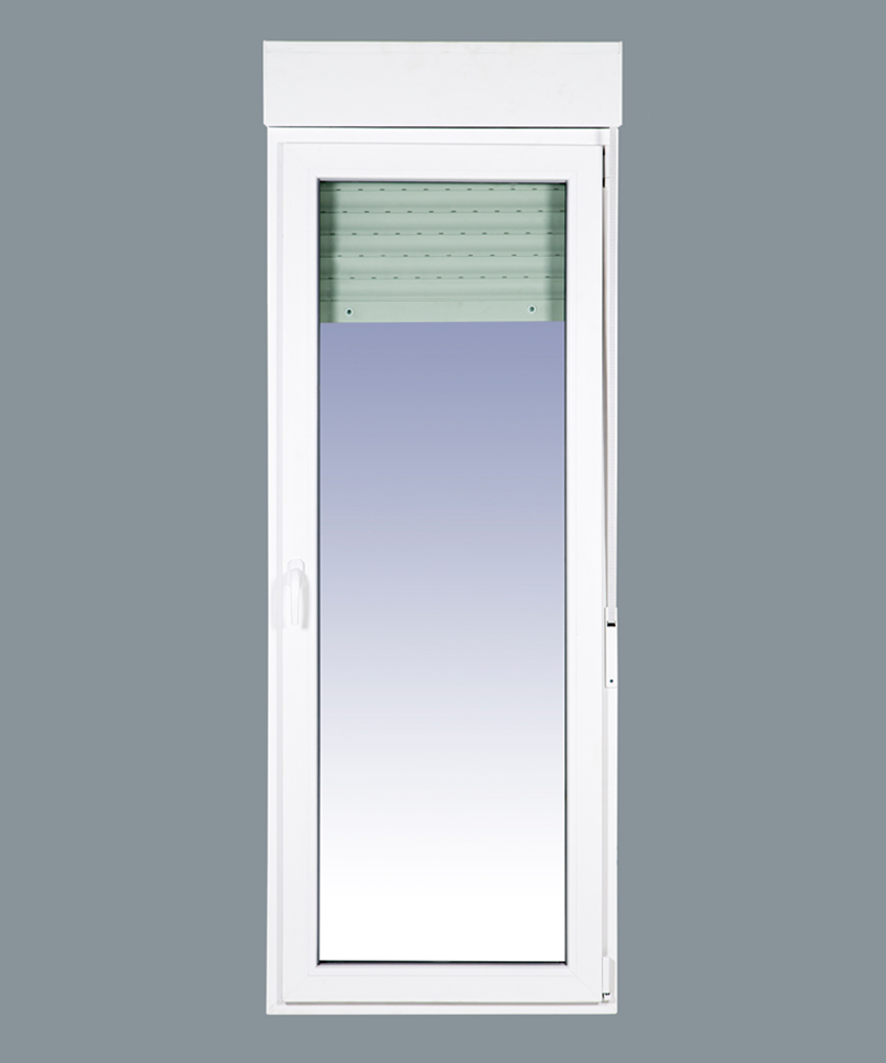 Balconera PVC Practicable Oscilobatiente Derecha con Persiana (PVC)  800X2185 1h (marco y cajón persiana en kit)