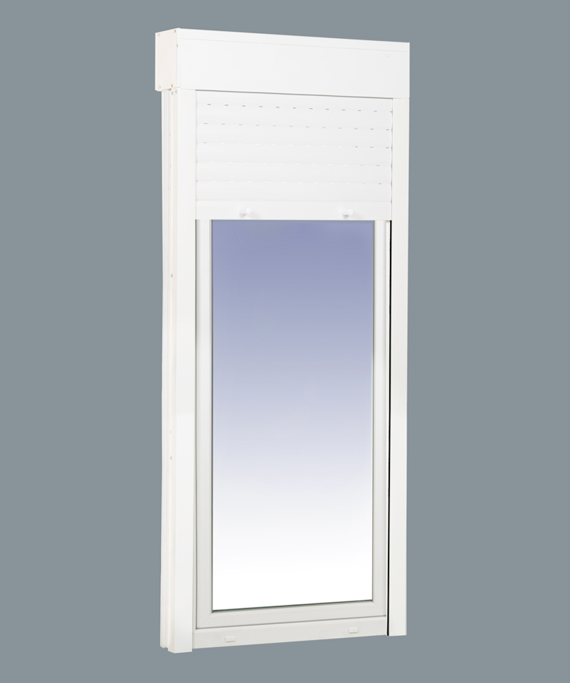 Ventanastock Puerta Balconera Aluminio 880x2185 Practicable Izquierda Con  Persiana de PVC 1 hoja (guías y cajón persiana en kit)