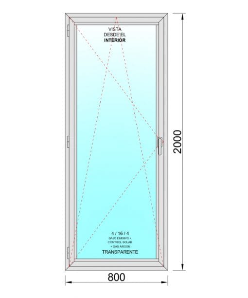 Porta balcone in PVC con anta ribalta, sinistra, 800x2000, 1h - Immagine 2