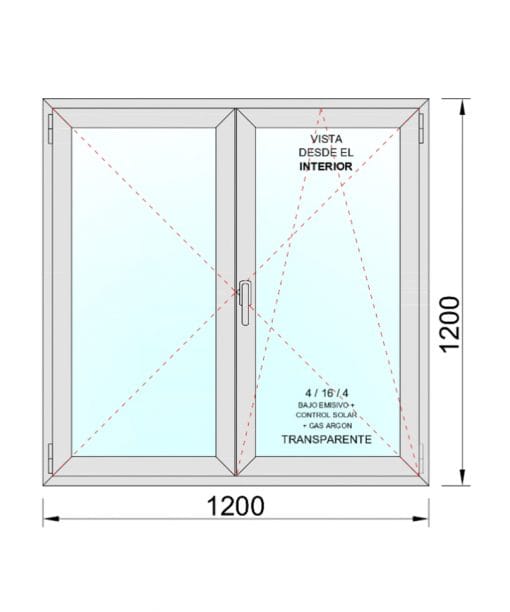 Janela de PVC oscilobatente com 2 folhas, 1200x1200 - Imagem 2