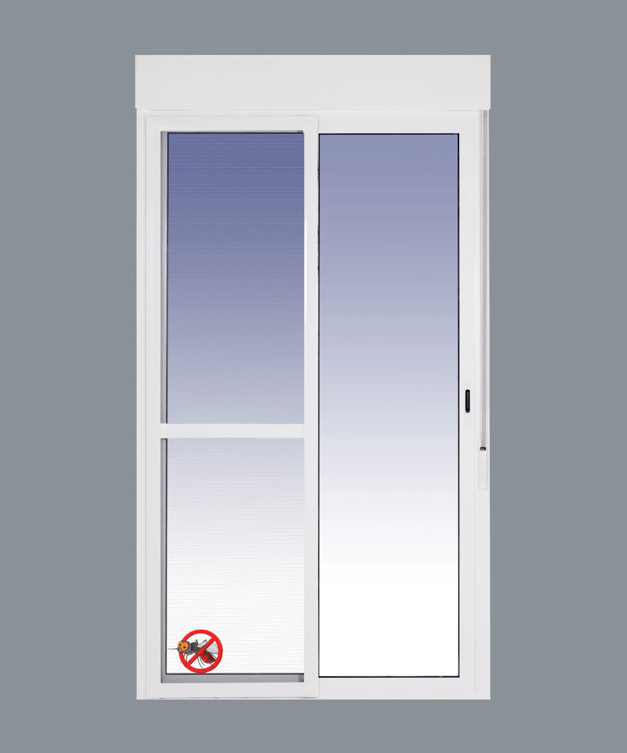 Balconera Aluminio Corredera Con Persiana (PVC) 1600x2185 2 hojas  (marco y cajón persiana en kit) Con Mosquitera