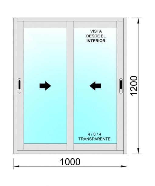 Ventana Aluminio Corredera 1000X1200 2 hojas con mosquitera - Imagen 2