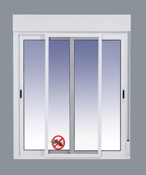 Sliding Aluminum Window with Blinds (PVC) 1000x1355 2 leaves with mosquito net - Image 3