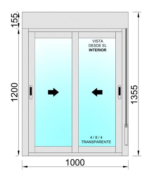 Sliding Aluminum Window with Shutters (PVC) 1000x1355 2 leaves with mosquito net - Image 2