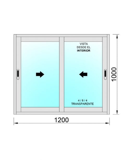 Ventana Aluminio Corredera 1200X1000 2 hojas con mosquitera - Imagen 2