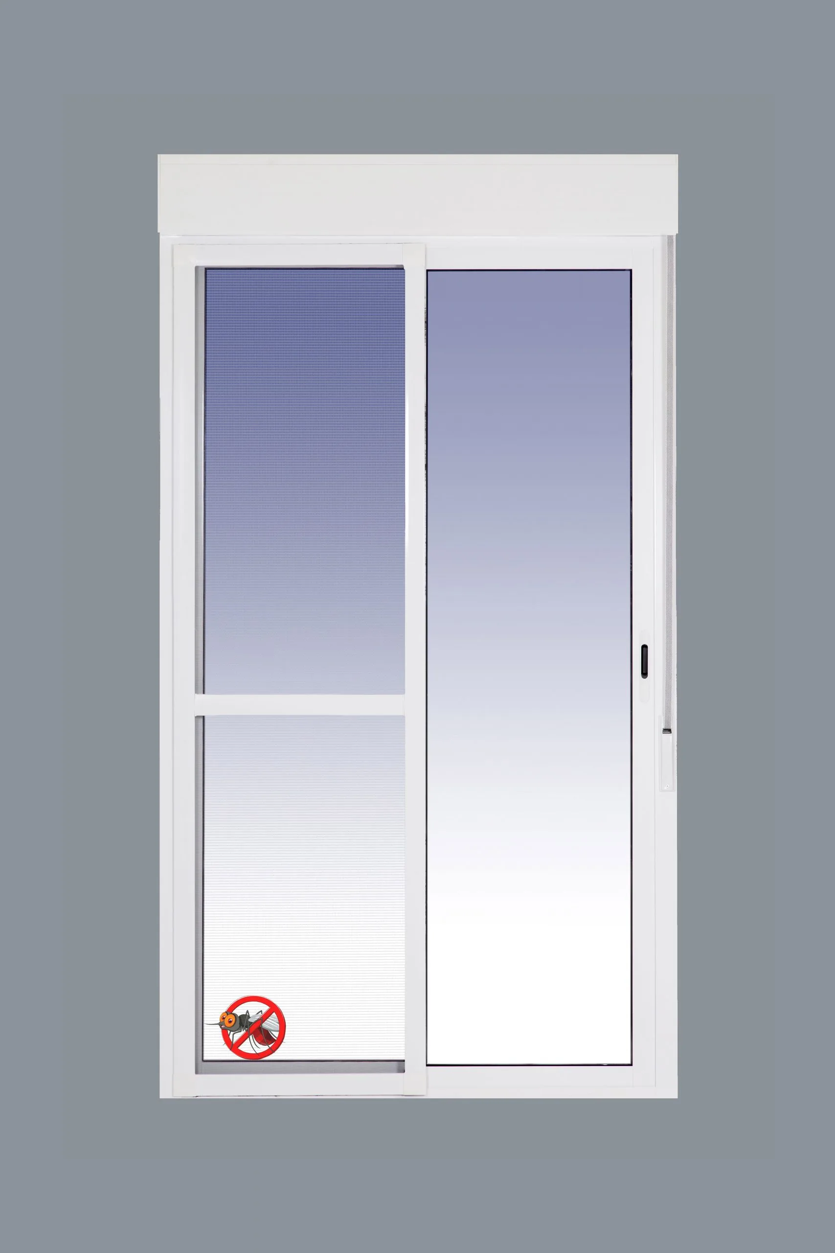 Balconera Aluminio Corredera Con Persiana (PVC) 1400x2185 2 hojas (marco y cajón persiana en kit) Con Mosquitera