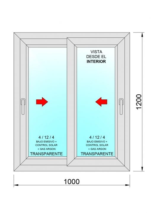 Janela de correr em PVC 1000x1200 2 painéis - Imagem 2