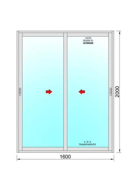 Sliding Aluminum Balcony Door 1600x2000 2h (frame prepared in kit) With Mosquito Net - Image 2