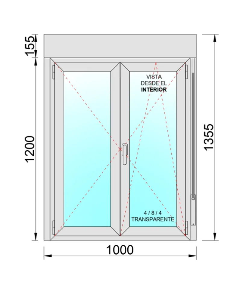 Ventana Aluminio Practicable Oscilobatiente Con Persiana (PVC) 1000X1355 2h - Imagen 2