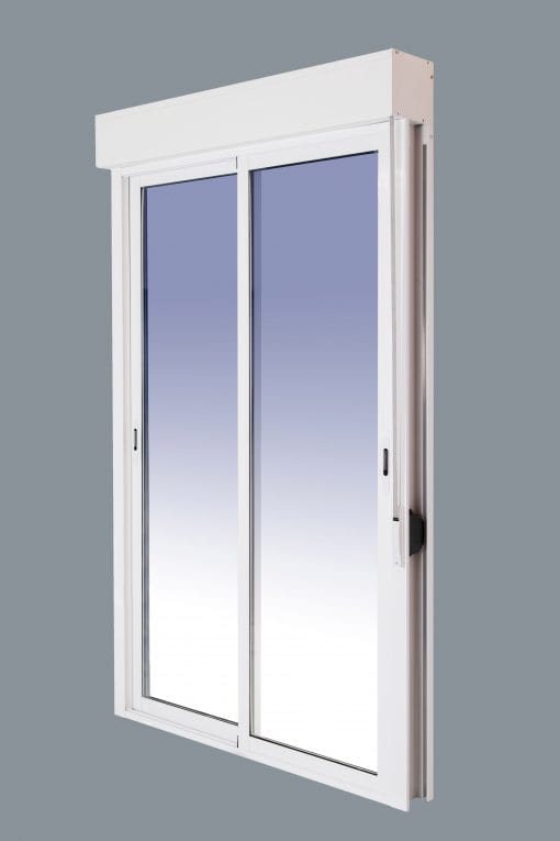 Sliding Aluminum Balcony Door with Shutter (PVC) 1600x2185 2 leaves (frame and shutter box in kit) With Mosquito Net - Image 4