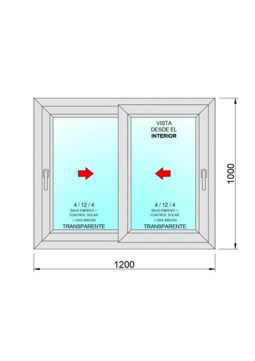 PVC Sliding Window 1200x1000 2 leaves - Image 2