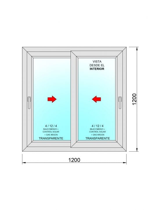 Janela de Correr PVC 1200x1200 2 folhas - Imagem 2