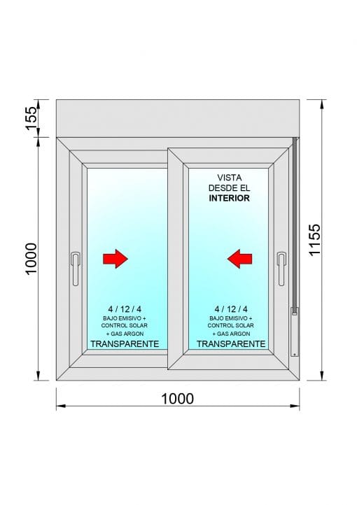 Janela de correr em PVC com persiana (PVC) 1000x1155 2h - Imagem 2